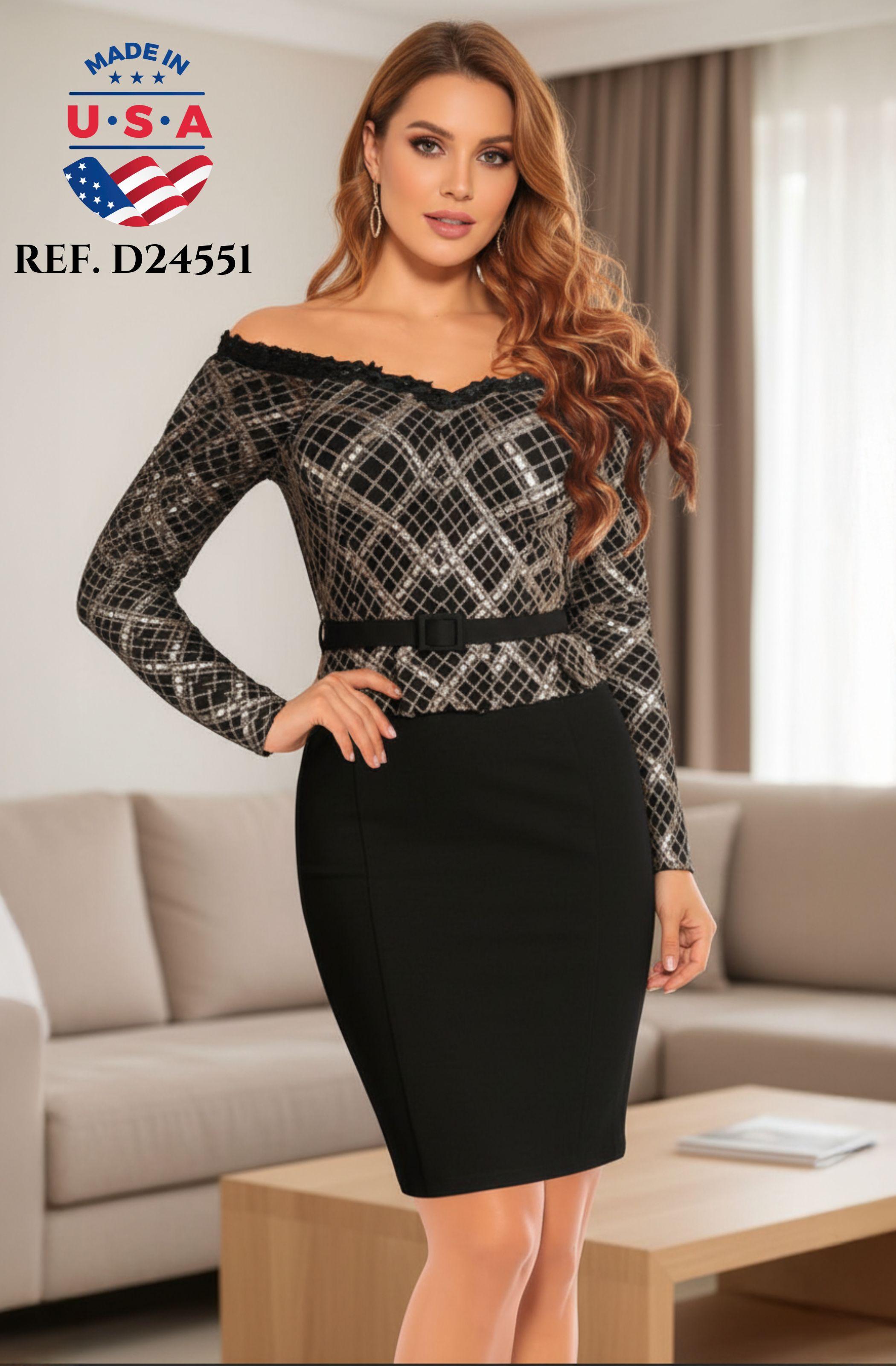 Vestido Americano de Falda Corta y mangas largas.